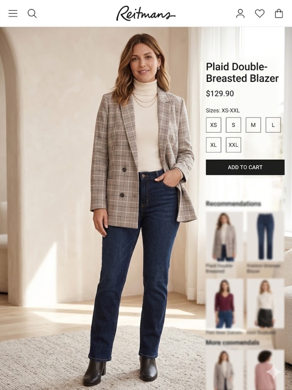 Reitman blazer size 10 women’s jacket plaid taupe